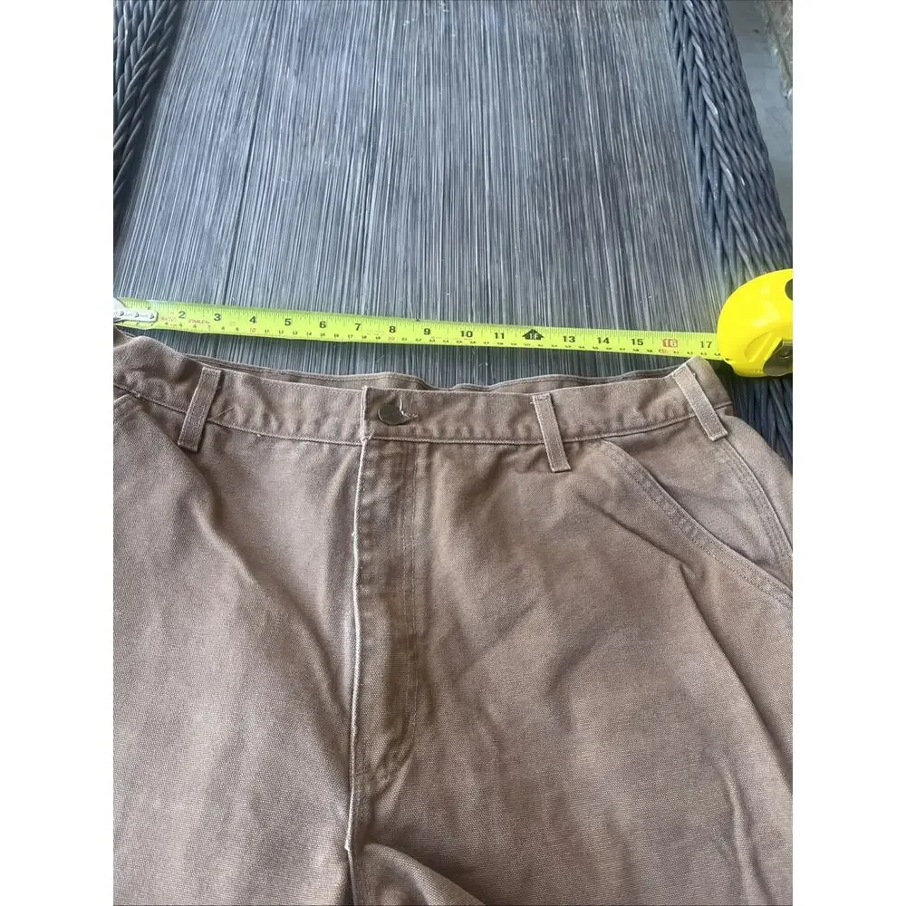 VTG Carhartt B25 Tan Canvas Carpenter Shorts Sz36 Faded Work Skater Grunge USA
